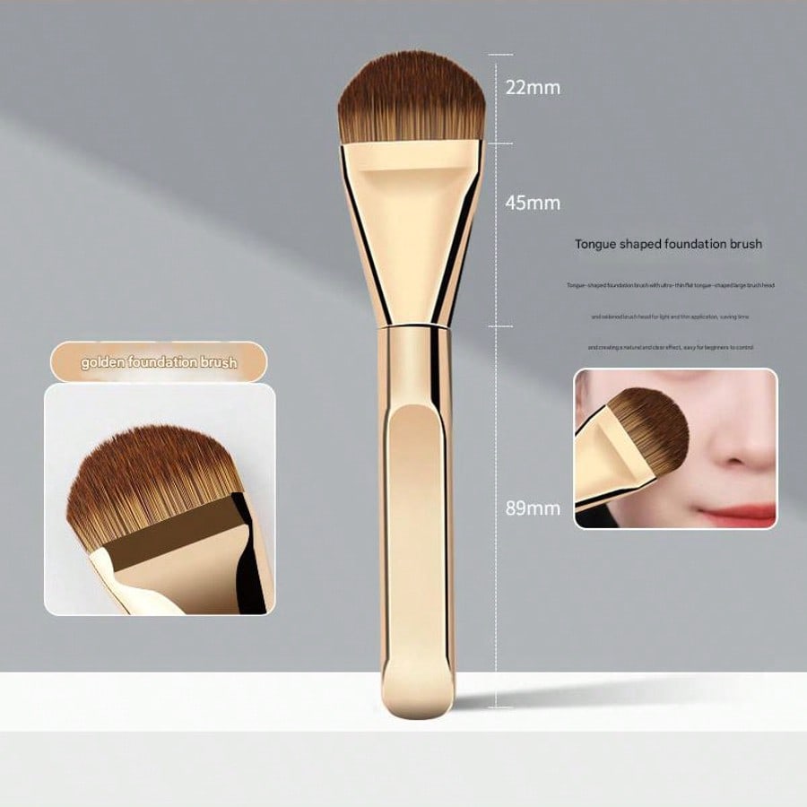 Tongue-Shaped Foundation Brush - Ultra-Thin And Traceless Foundation - Flat-Head Foundation Brush - Special-Shaped Fan-Shaped Makeup Tool - Beauty