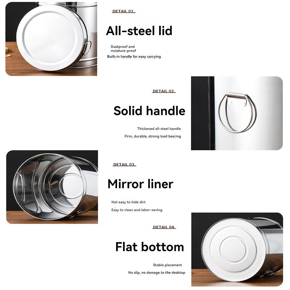 Stainless Steel Multi-Purpose Storage Bucket with Lid, Food Storage Container Suitable for Flour, Coffee Beans, Potatoes