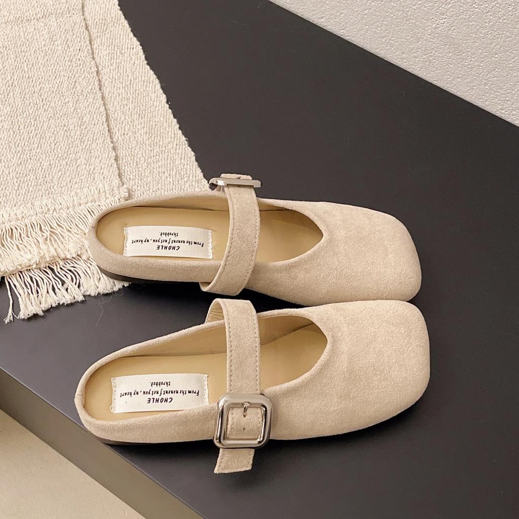 Famous Brand Spring Retro Single Shoes Comfortable Rubber Bottom Ladies Sandals Wider Toe Box Ballerina Slippers Style