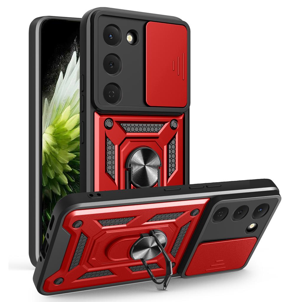 For TECNO Spark 40 Pro 4G Case with Slide Camera Lid PC+TPU Kickstand Phone Cover