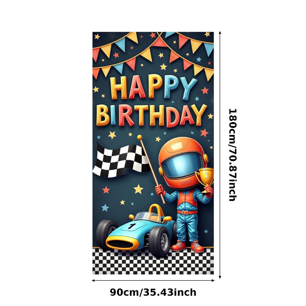 Cute Cartoon   Banner Racing Car Theme Celebration Banner for Play Area Decoration Outdoor Event Indoor
