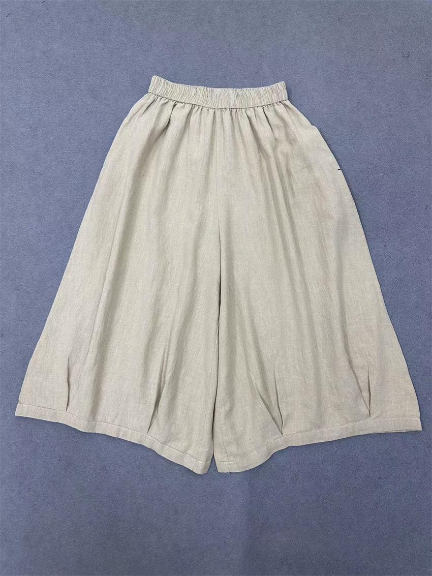 

Johnature Spring Summer Women Japanese Loose Wide Leg Women Pants Casual Loose Cropped Comfortable Loose Pants One Size світлого кольору хакі