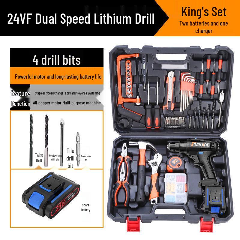 Electric Drill & Multi-Tool Set for Household and Woodworking Repairs.