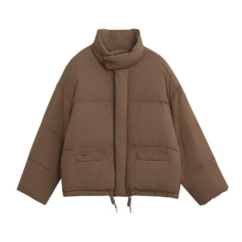 Korean stand-up collar short down jacket women's 2024 winter candy color thickened small white duck down bread jacket