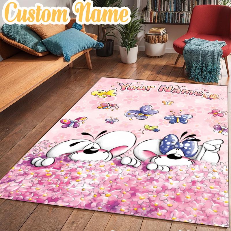 Custom Name Diddl Love Rug Office Rug, Indoor Rug, Chair Rug, Living Rooms, Doormat Game Rug Home Decor Birthday Christmas Gifts