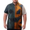 Men's Plus Size Halloween Print Golf Polo Shirt Breathable Short Sleeve Casual Workwear Top with Button Collar