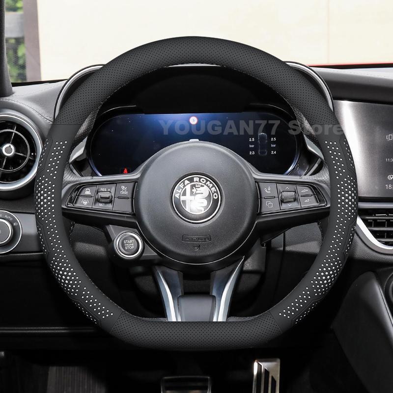 

Leather Car Steering Wheel Cover For Alfa Romeo Giulia 2019-2026 Covers For Covers Auto interior Alfa Romeo Giulia Accessories