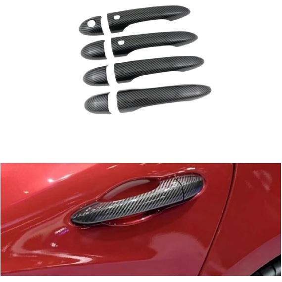 Compatible For Maserati Levante 2017 2018 2019 2020 2021 2022 2023 2024 Gloss Black Carbon Door Handle Covers Car Accessories Car Stickers(Carbon