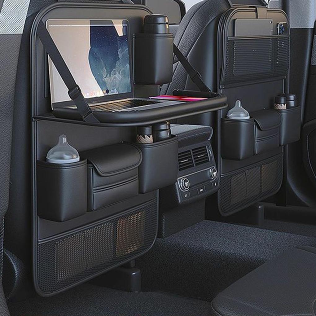 PU Auto-Sitz-Organizer mit klappbarem Tischtablett, Fahrzeug-Ordnung und Organisation, Wasserdichte Spielzeugaufbewahrung Pu