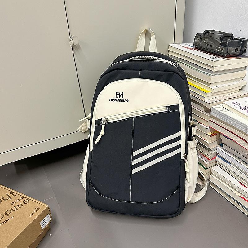 Color Block Women's Backpack Student's Large Capacity Schoolbag Travel Backpack