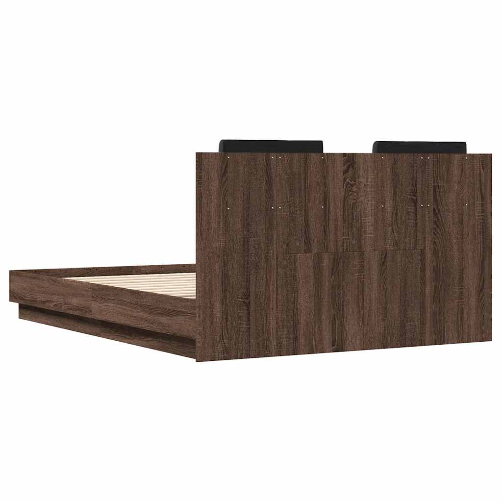 Bed Frame with Headboard Brown Oak Effect 120 X 190 Cm