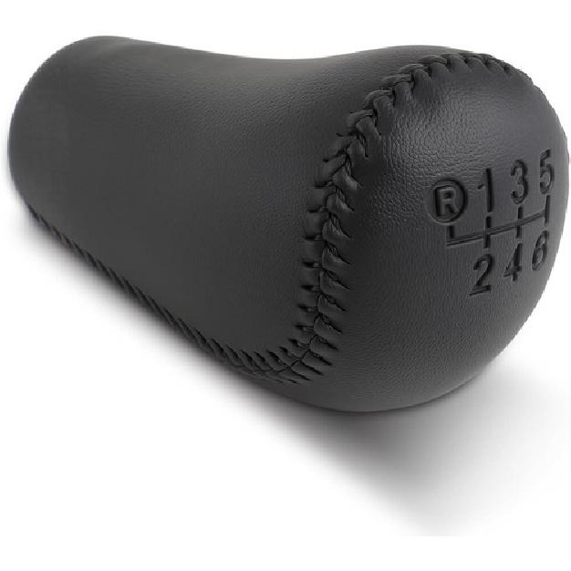 6 Speed Leather Manual Gear Shift Knob, Black