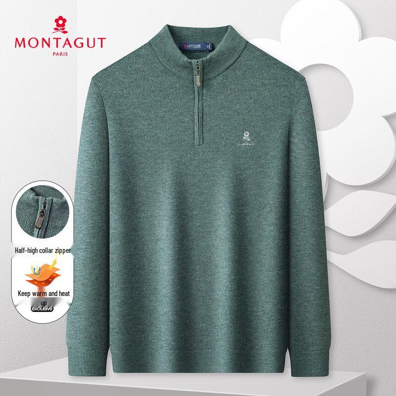 MONTAGUT Men s Half-Zip Stand Collar Knit Sweater 56
