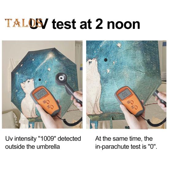 Cartoon Cat Umbrella UPF 50+ Sun Blocking UV Protection Travel Mini Umbrella Portable Lightweight Windproof Waterproof Pocket Folding Sun Rain