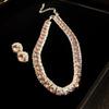 Elegant Rhinestone Inlaid Square Clavicle Necklace Set - Stylish, High-End Design for Women
