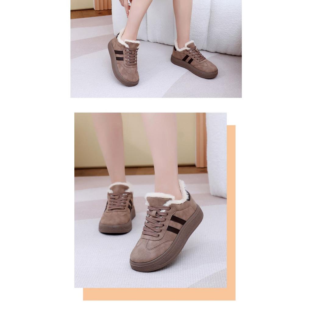 Velvet Sponge Cake German Training Women's Shoes Thick Soled Board Shoes Versatile Women's Cotton Shoes Retro Sports Casual Warm Shoes Children