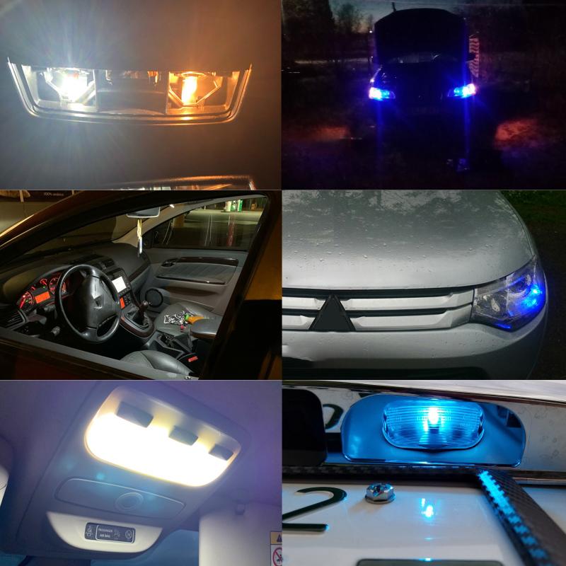 2X W5W 194 T10 Carcasă de sticlă Cob Bec cu led pentru mașină Alb Albastru Roșu Lampă pentru plăcuță de înmatriculare cu pană