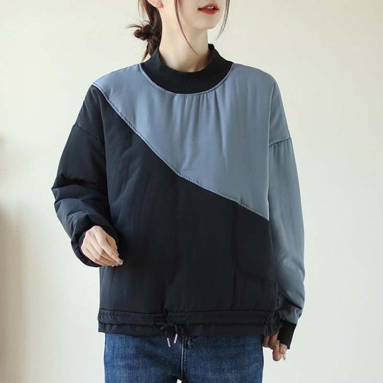 

Женский оверсайз свитшот, теплый, утолщенный, эластичный, с длинным рукавом, для осени и зимы M чёрный