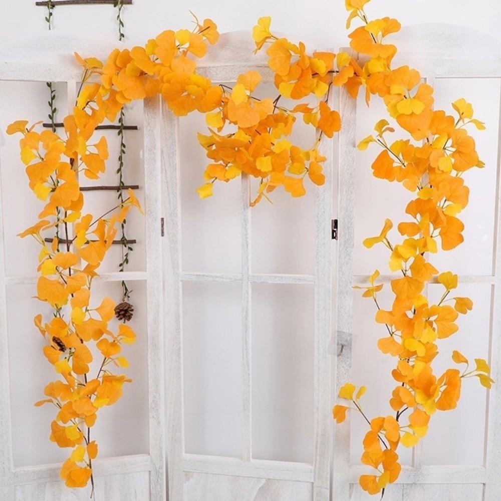 Waterproof Autumn Ginkgo Leaves Handmade Fake Ginkgo Vine Simulation Plant Vine  Home Decor