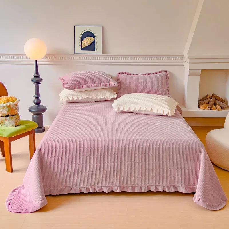 

Luxury Pure Cotton Bed Cover Water Washing Solid Thickened Fleece Blanket Soft Comfortable Durable Bedding 150x230cm 1pc