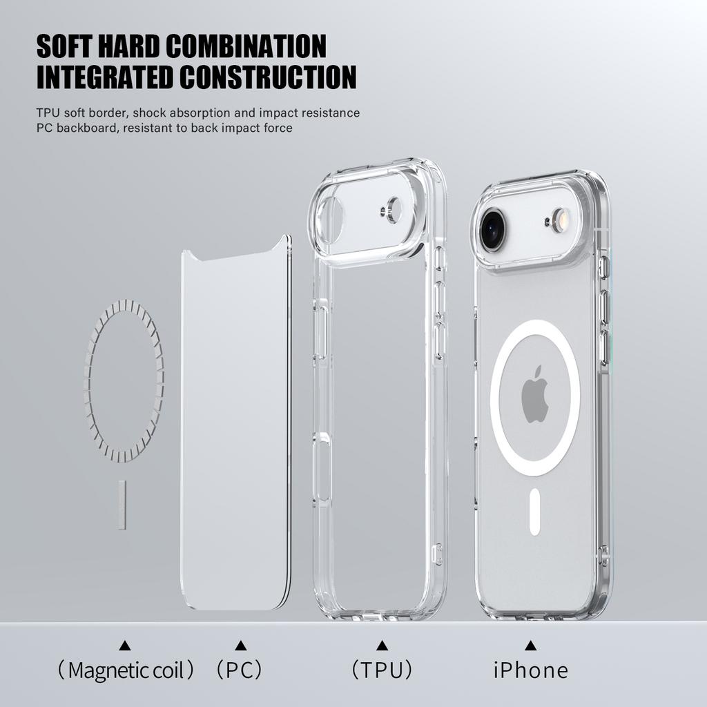 For iPhone Air Case Compatible with MagSafe Precise Cutouts TPU+PC Clear Phone Back Cover