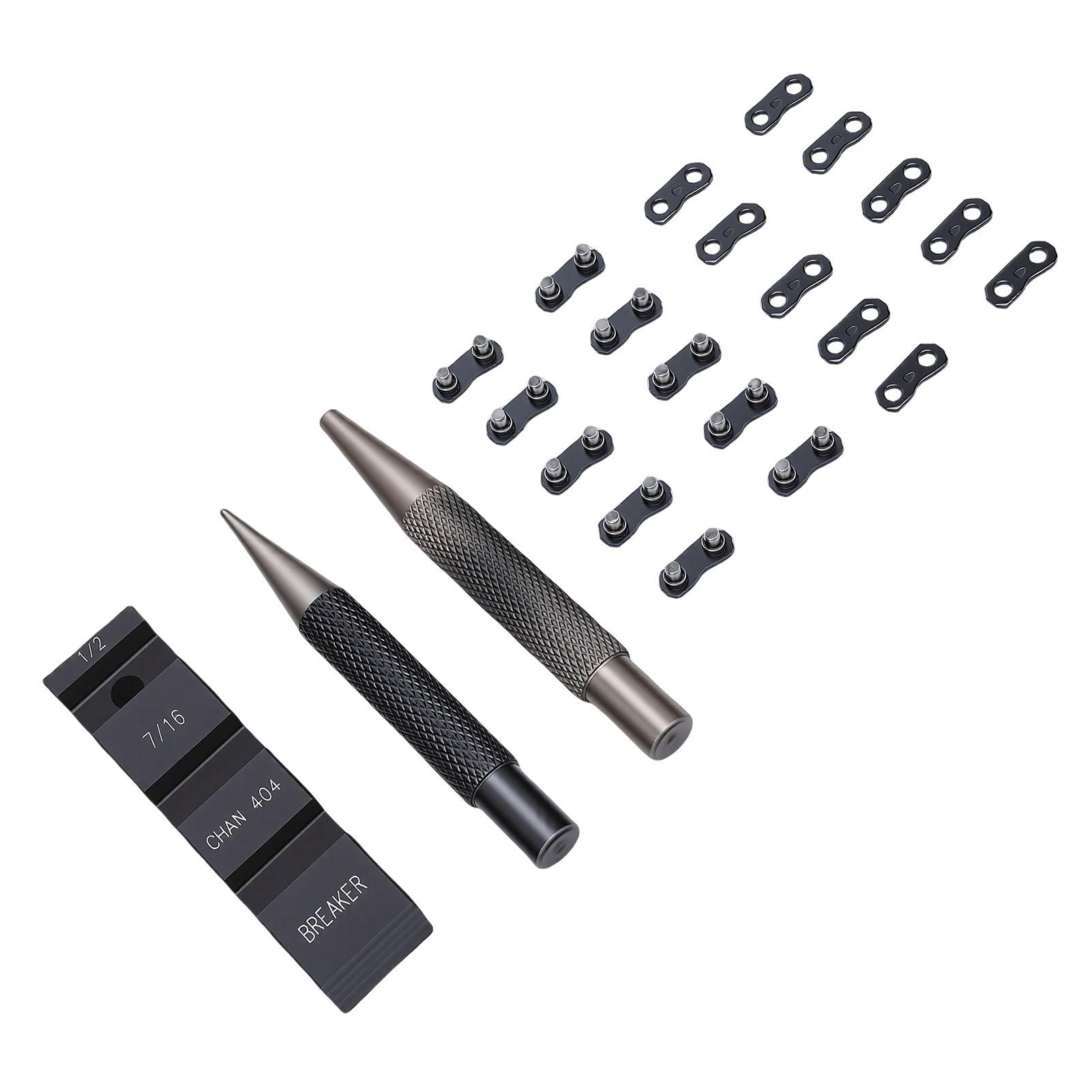 

Portable Chainsaw Breaker Kit Chain Anvil and Punch Tool 10 Link Repair Preset Straps Compatible with 1 4 3 8 Inch 325