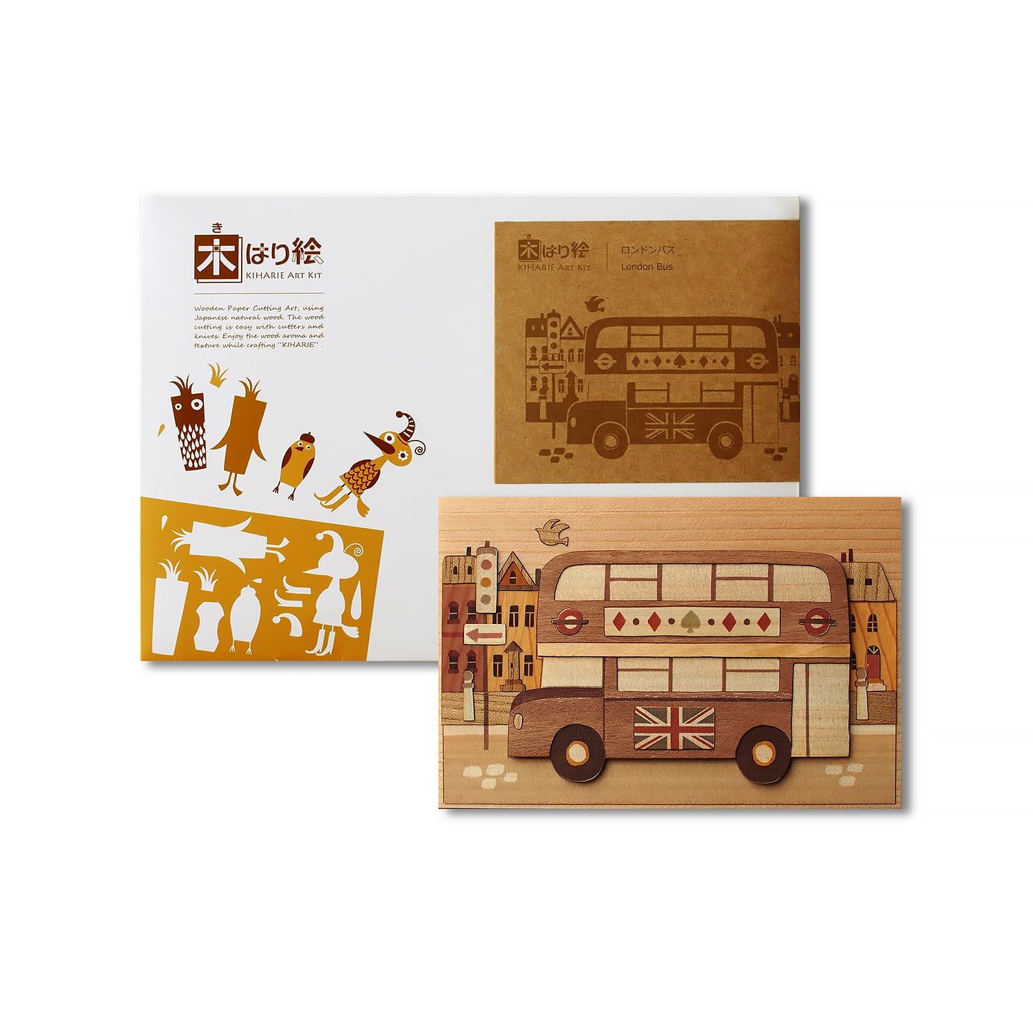 

KINOWA London Bus Woodcut Original Handmade Kit Vehicle Made in Japan