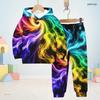 Kids Boys Girls Galaxy Smoke Printed Hooded Long Sleeve Sweatshirt Cuffed Pants Two Piece Set