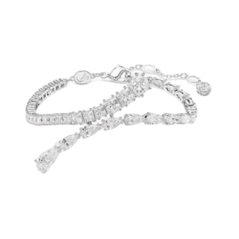 Swarovski Matrix Solid Color Crystal Inlaid Design Cubic Zirconia Bracelet Women's Silver 5693154