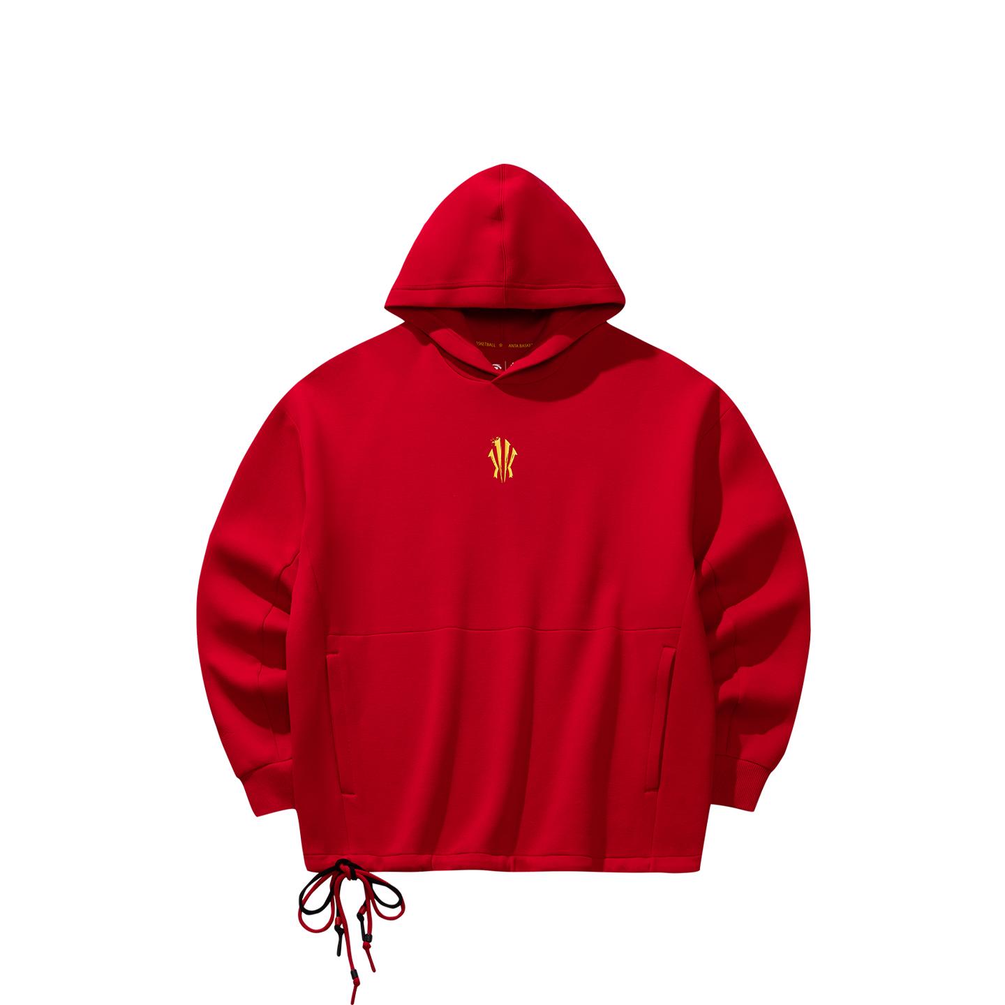 

ANTA Men s Kyrie Irving Series Drawstring Hem Hooded Sweatshirt Red 172611718S-2 3XL