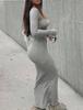 2025 European & American Slim Fit Round Neck Striped Maxi Dress