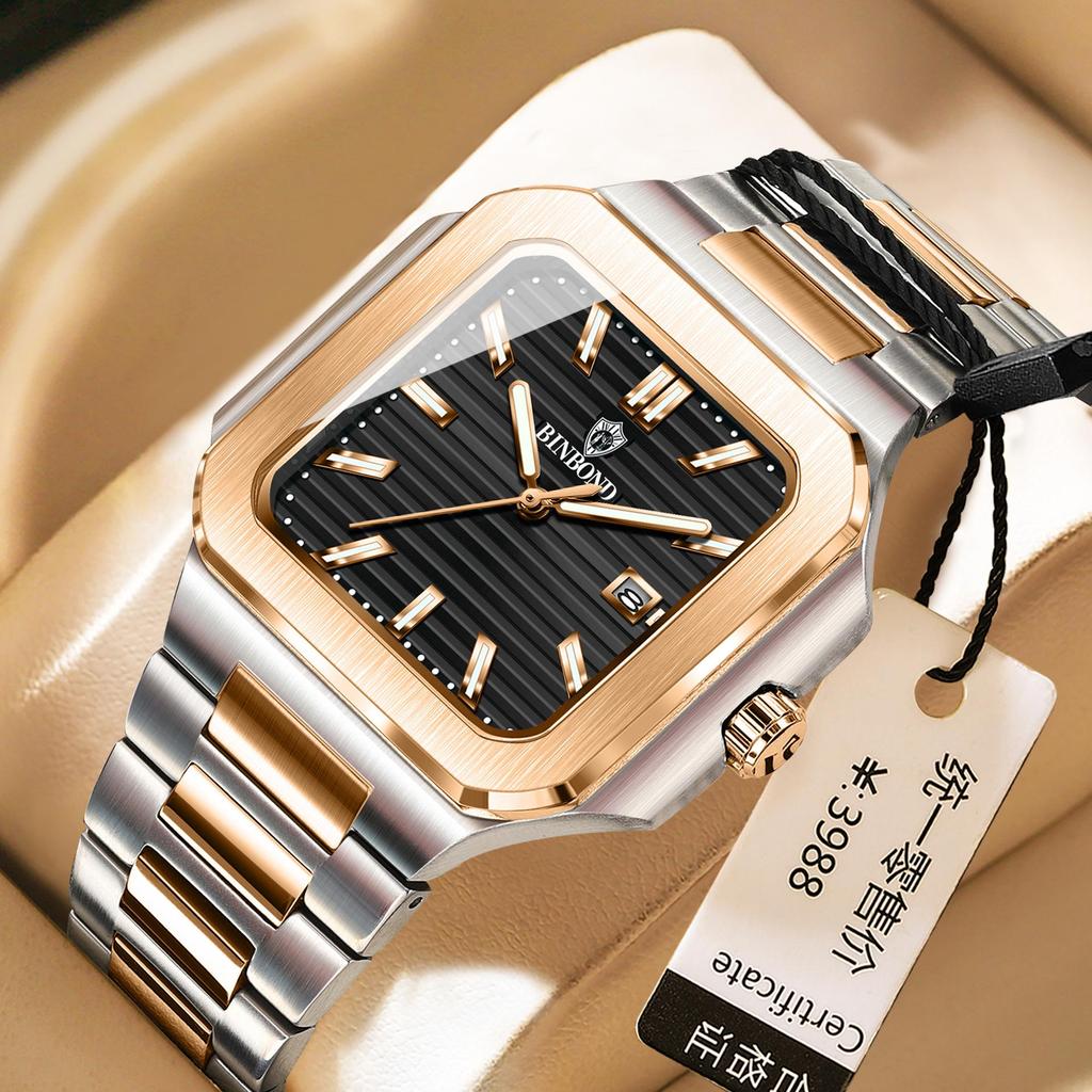 Binbang Men's Large Dial Tritium Sport Watch - High-End Trendy Model