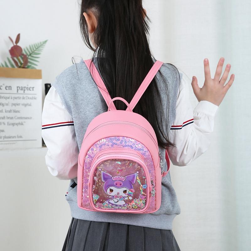 New children's pu backpack kindergarten girl cute cartoon small schoolbag quicksand small backpack