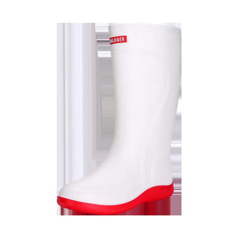New Environmentally Friendly High School Tube White Rain Shoes Men's and Women's Kitchen Construction Site Fishing Waterproof Shoes Thickened and Warm