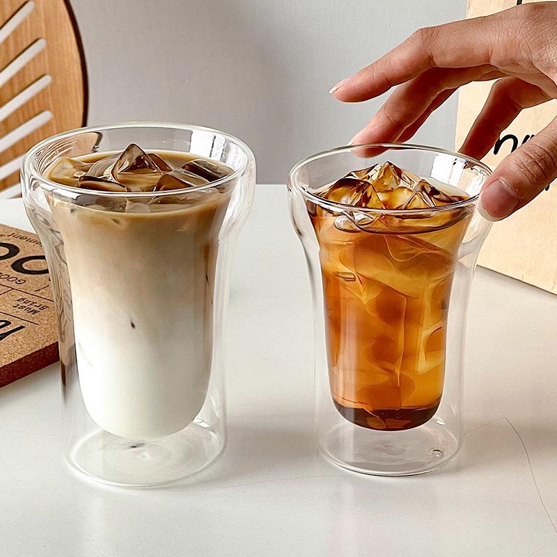 Heat-resistant Creative Coffee Cup Drinking  Juice Milk Teacup  Double-layer Heat-insulated Transparent High Borosilicate Glass