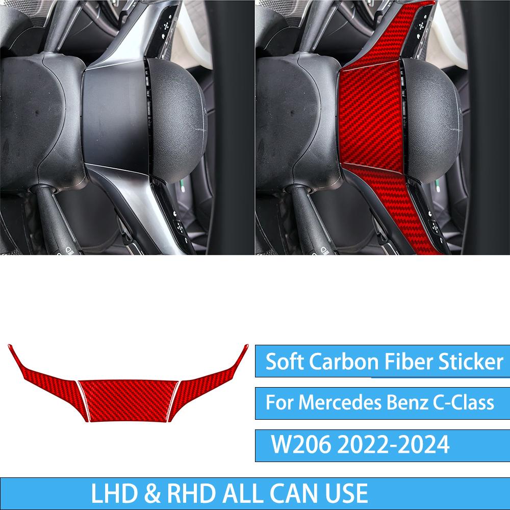 For Mercedes Benz C-Class W206 -2024 Auto Door Trim Seat Adjustment Red Carbon Fiber Decorative Car Accessory Sticker