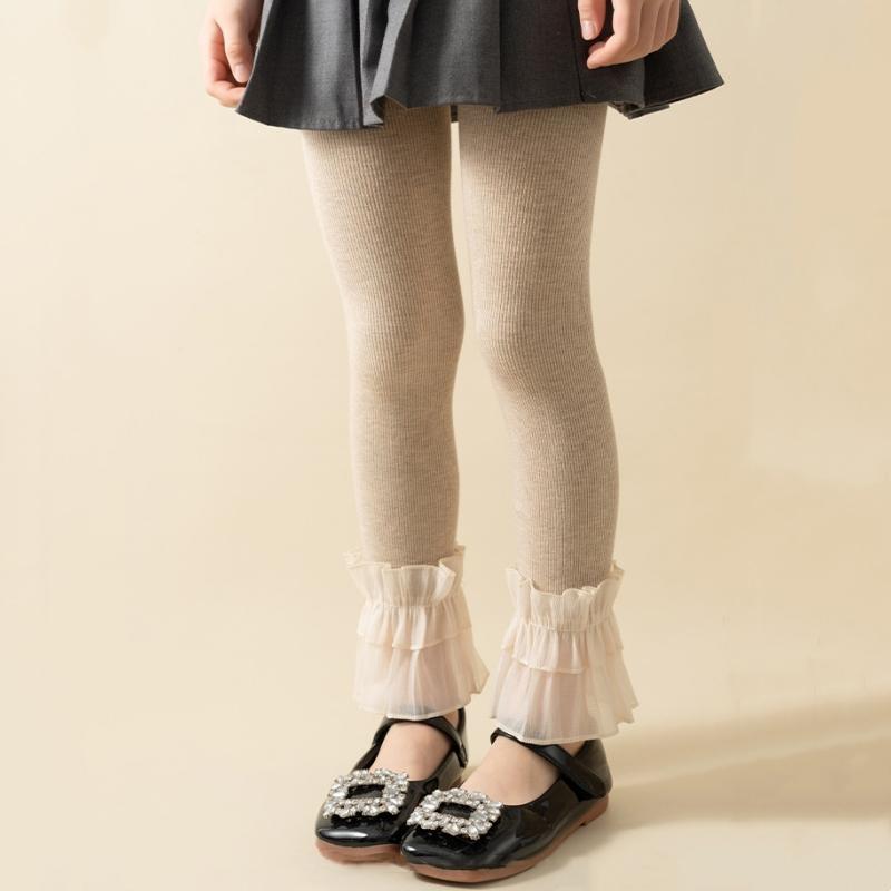 Baby Girls Leggings Lace Pants Kids Cotton Solid Ruffle Lace Children Tights Casual Pantyhose Trousers Spring Autumn