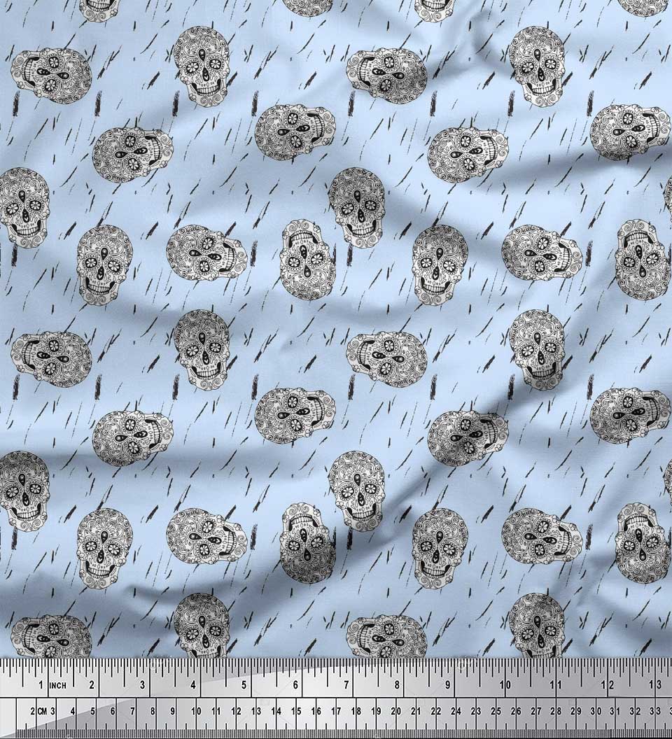 

Soimoi синий японский креп-сатин ткань художественный декор черепа ткань с принтом метр 42 дюйма 42 Inch Wide - Poly Crepe синий