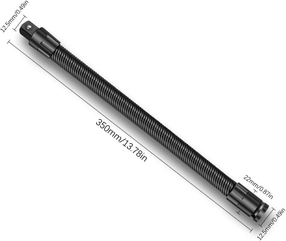 

250/350 mm 1/2 Flexible Socket Extension Ratchet Drive Socket Extension Bar Bendable Elastic Joint Head Post Connecting Link