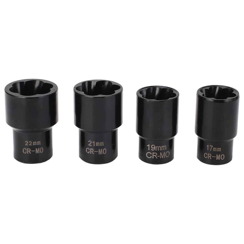 5Pcs Twist Socket Set Locking Wheel Nut Bolt Stud Extractor Removers 17mm 19mm 21mm 22mm Socket