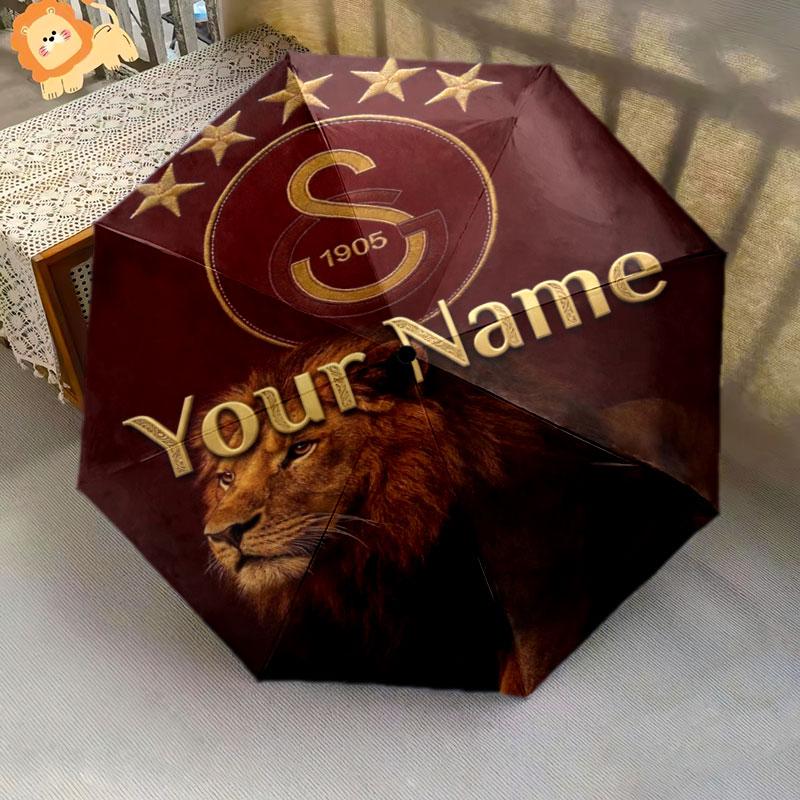 1 PC Automatic Folding Umbrella - Galatasaray S Custom Name Pattern, Portable & Foldable Design with 8 Ribs, Christmas Birthday Gifts