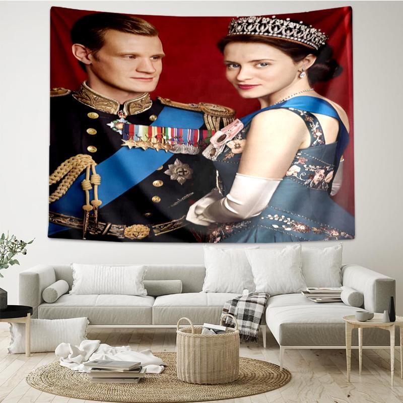 The Crown Print Tapestry, Backdrop, Easy Setup, Ideal for Bedroom, Office & Living Room, with Aesthetic Wall Hanging Decor.