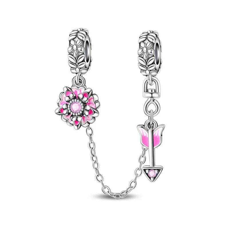 copper Romantic Flower Charm Bead Charms Bloom Rose Pendants Bead Charms fit Authentic Bracelets Necklaces Do It Yourself Jewellery Gift for Women