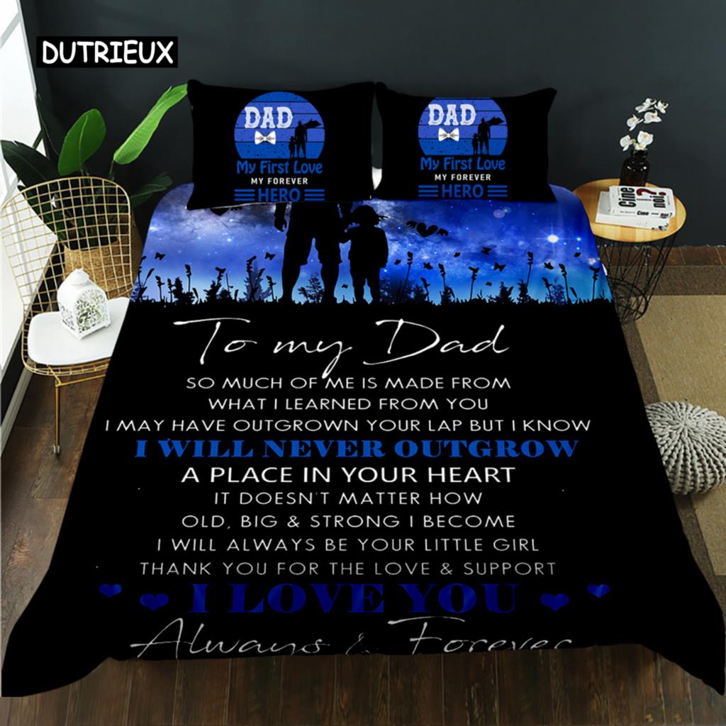 

Набор пододеяльников на День отца Размер Queen Односпальный Двуспальный Письмо отцу Постельное белье Микрофибра Подарок на День отца Двуспальный Пододеяльник EU single(135x200cm)