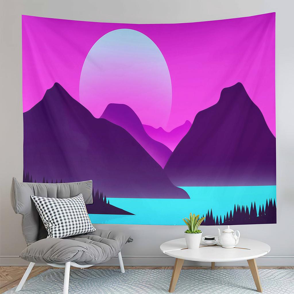 Abstract Snow Mountain Tapestry Nature Sunset Tapestry Purple Sky Tapestry Wall Hanging Tapestries Art Living Room Bedroom Dorm