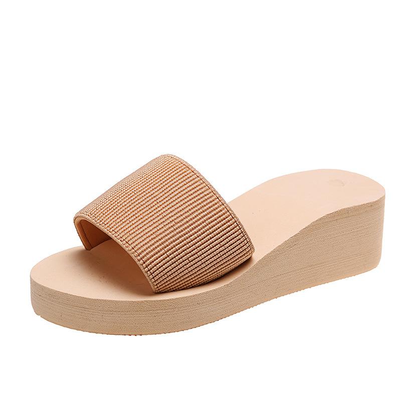 Knitted Wedges Slippers for Women 2024 Summer Chunky Platform Wedge Heels Sandals Woman Light Thick Sole Beach Shoes Mujer