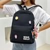 Mochilas Escolares de Viagem Diárias de Grande Capacidade Femininas Cor Pura Mochilas de Ombro Zíper de Nylon Mochilas de Compras