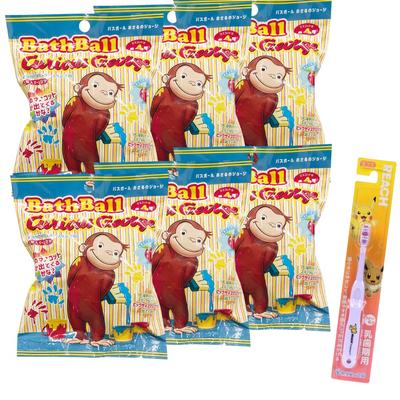 Ensemble de 6 bombes de bain Curious George par Nor Corporation, comprenant la Boule de bain Curious George 2. Comprend une brosse à dents à personnage pour les enfants comme pour les mamans.