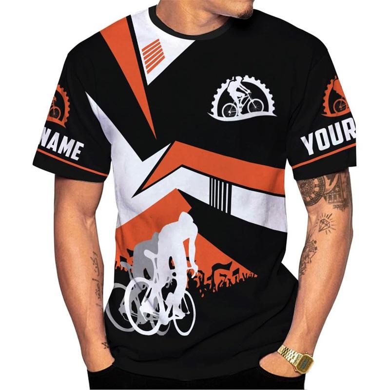 Personalized Name 3D All Over Print Men's Cycling T-Shirts Short Sleeve Oversized Bicycle Biking Tee Shirts For Men Streetwear