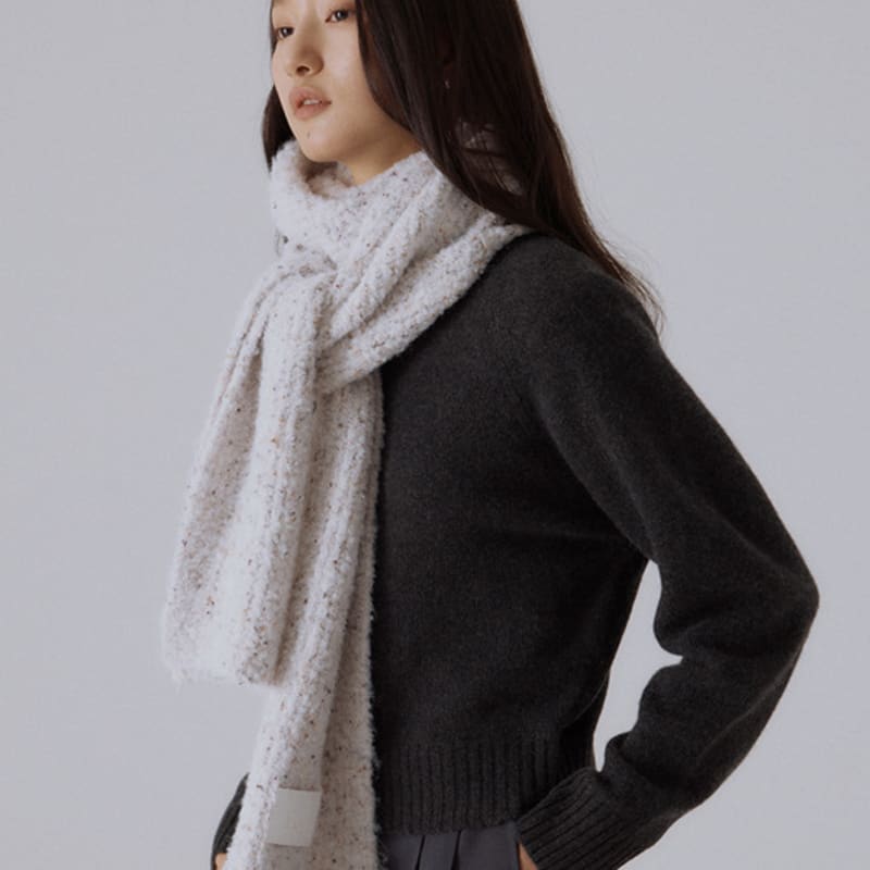 SILN Long cloud boucle knit muffler (OAT SPECKLE)
